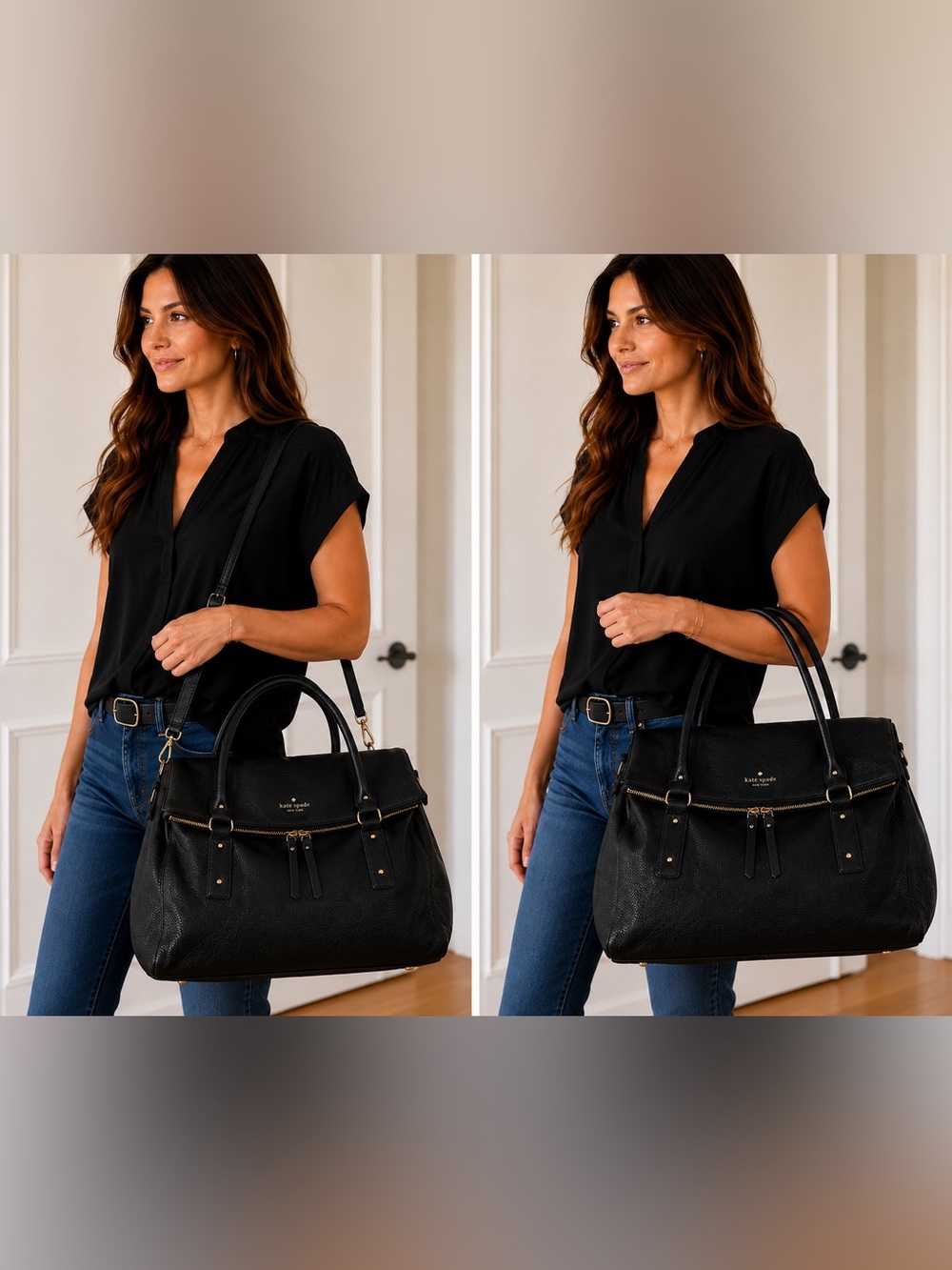 ♠️ KATE SPADE Cobble Hill Black Pebble Leather Travel Leslie XL Bag NWOTs